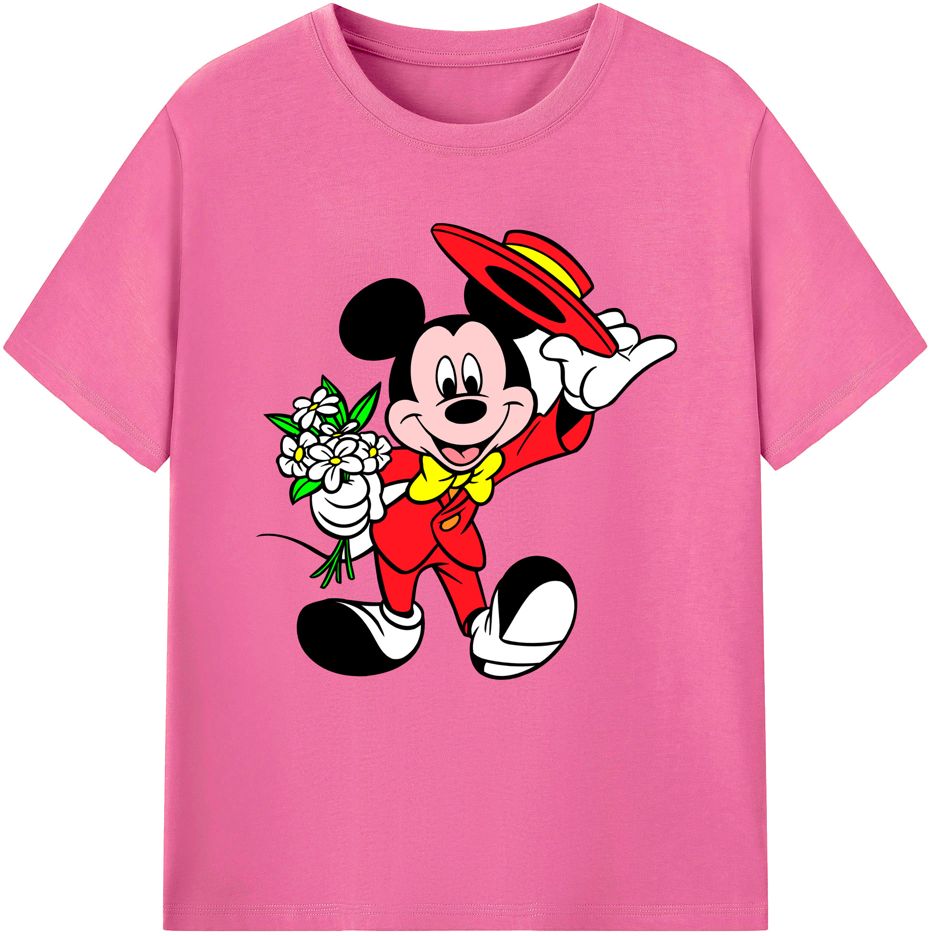 （画像用） ミッキーマウス Mickey Mouse レディースカジュアルプリントTシャツ（綿100％）